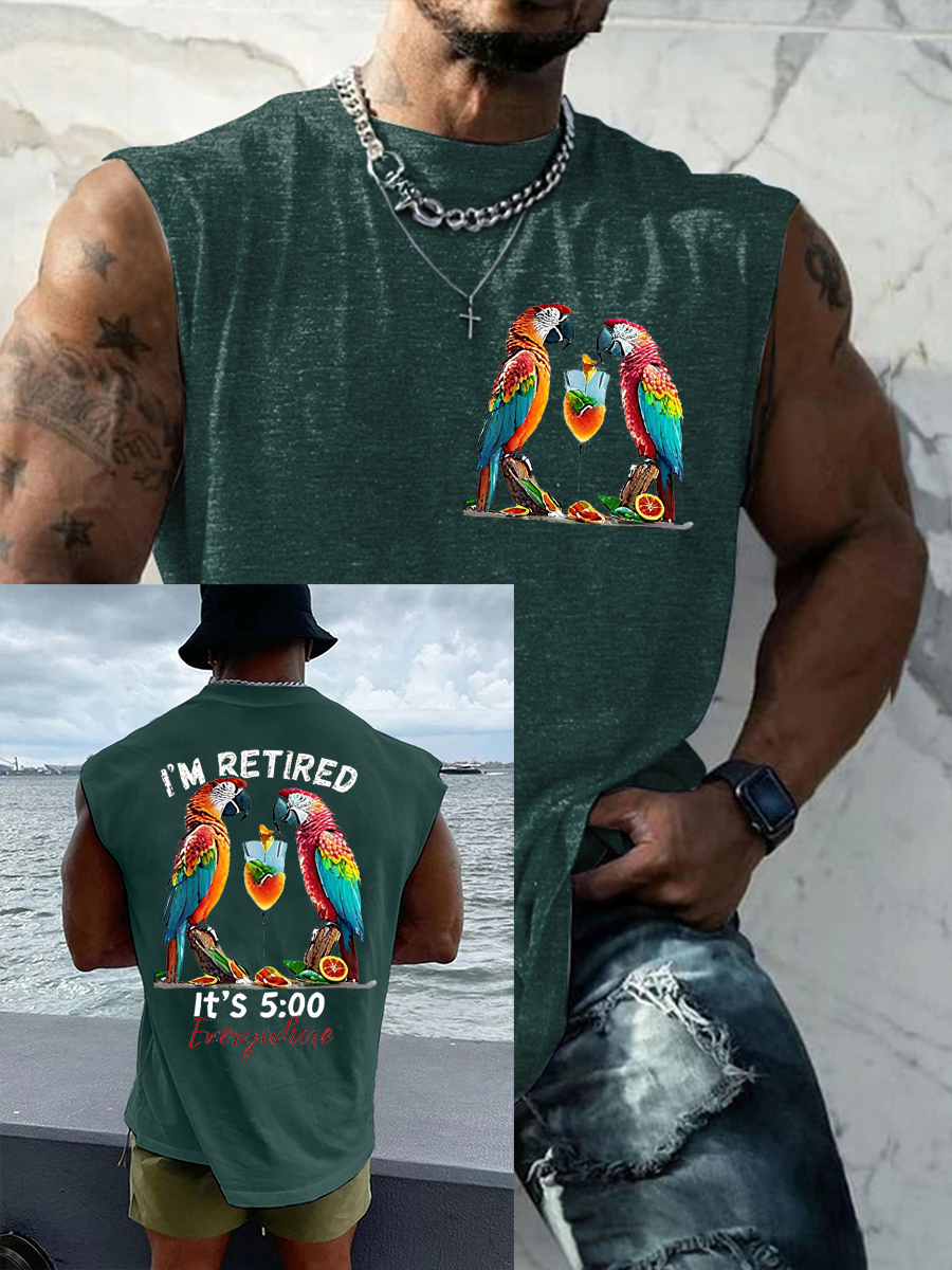 Men's It‘s 5 O'clock Everywhere Print Casual Vest