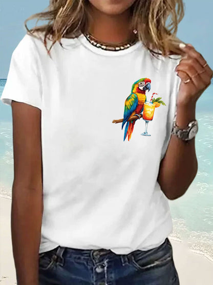 Women's It‘s 5 O'clock Everywhere Print Casual Iron On Short Sleeve T-Shirt