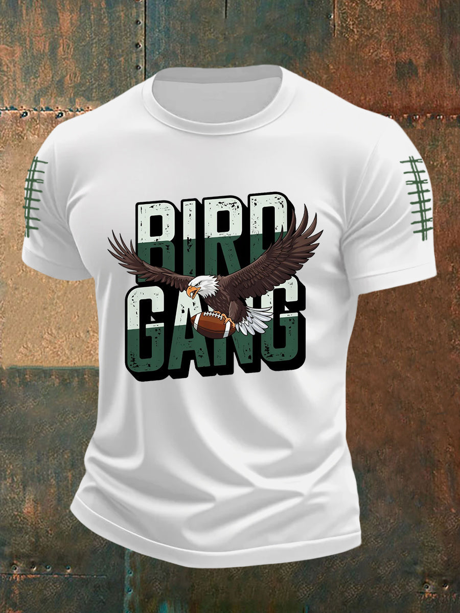 Men's Bird Gang Football Fans Lovers Gameday Casual Tee