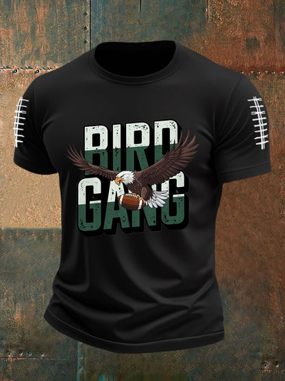 Men's Bird Gang Football Fans Lovers Gameday Casual Tee