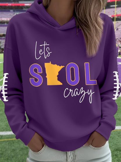 Women's Let’s SKOL Crazy! Football Fans Lovers Gameday Casual Hoodie