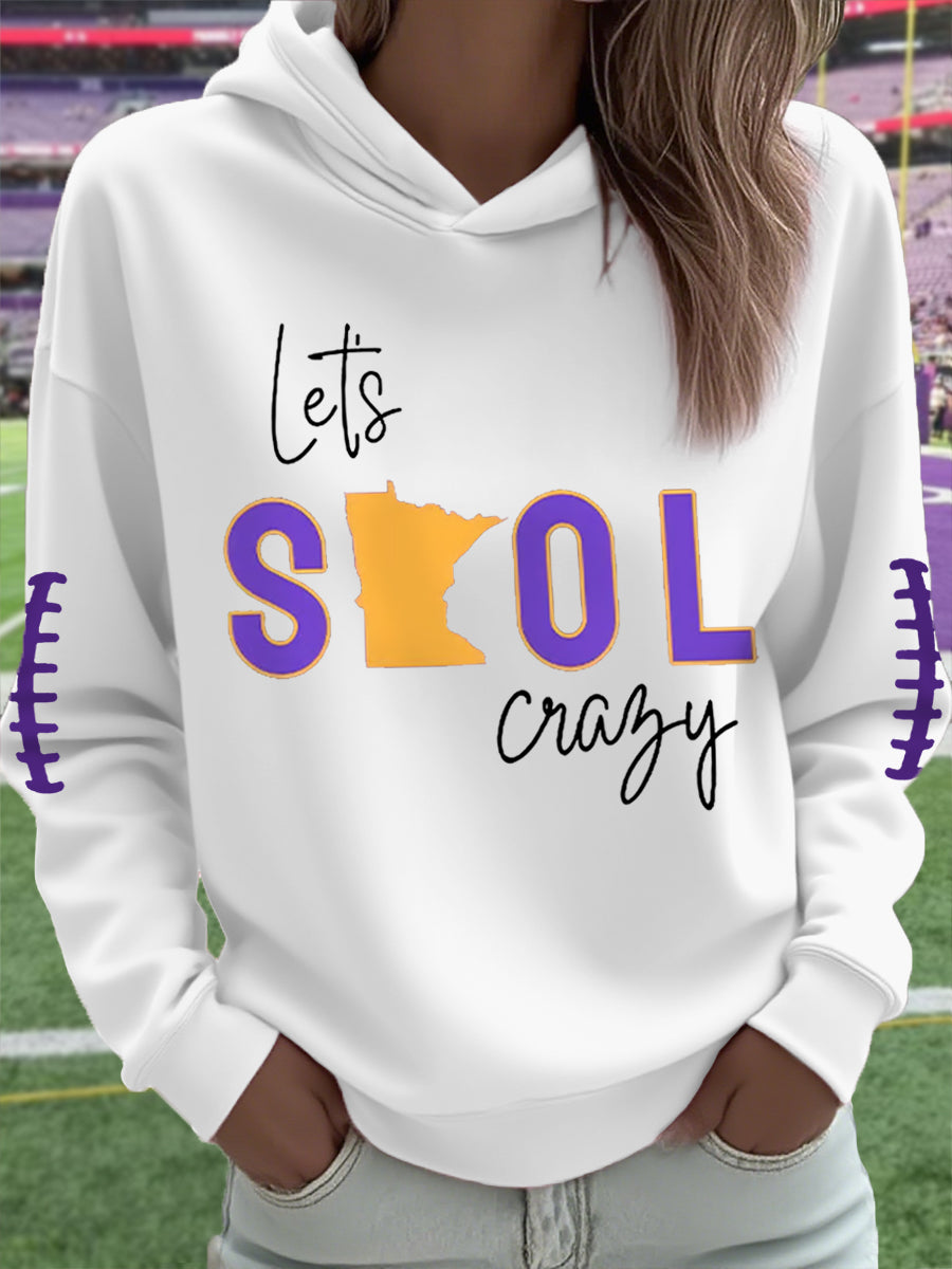 Women's Let’s SKOL Crazy! Football Fans Lovers Gameday Casual Hoodie