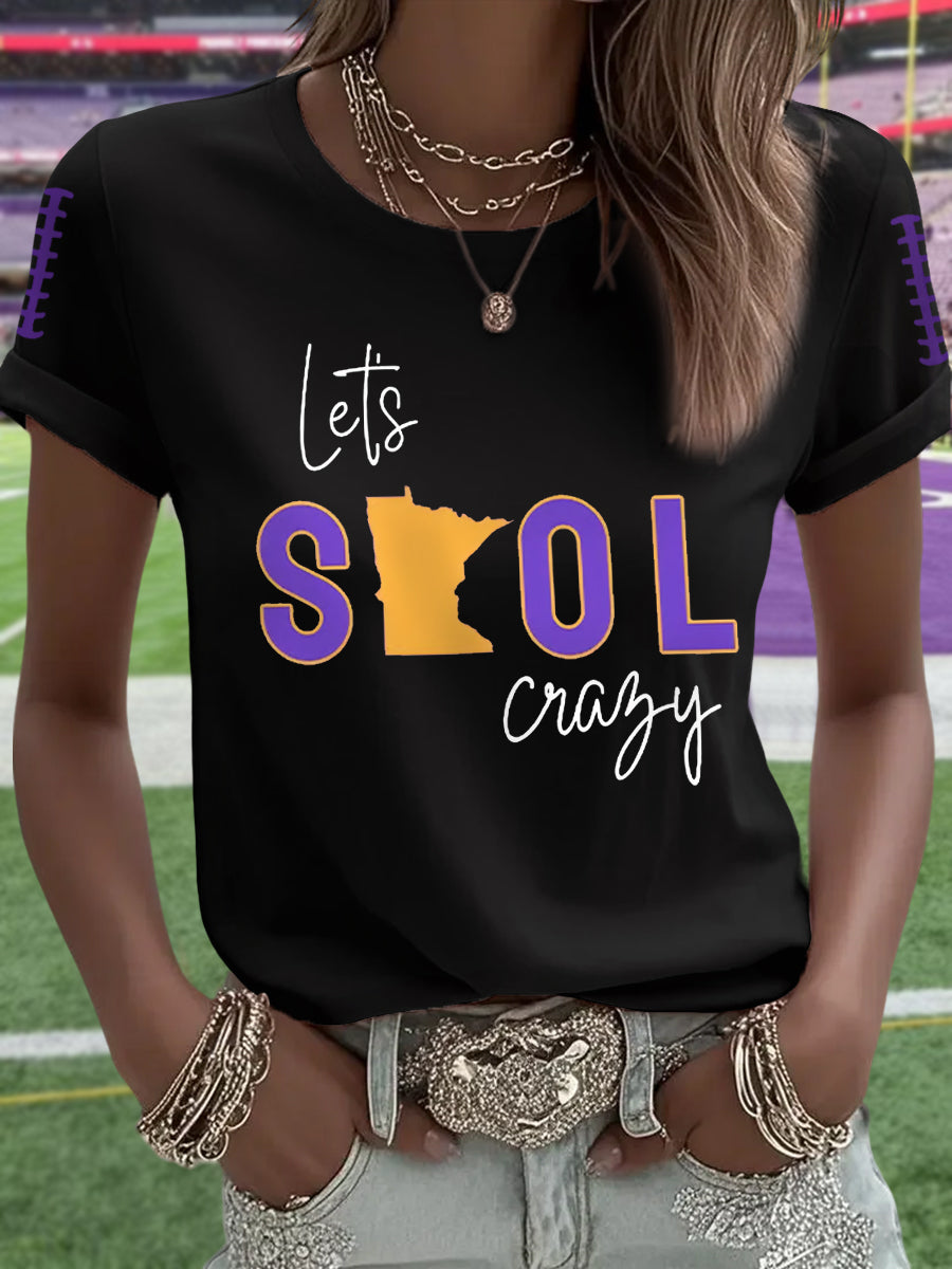 Women's Let’s SKOL Crazy! Football Fans Lovers Gameday Casual Tee