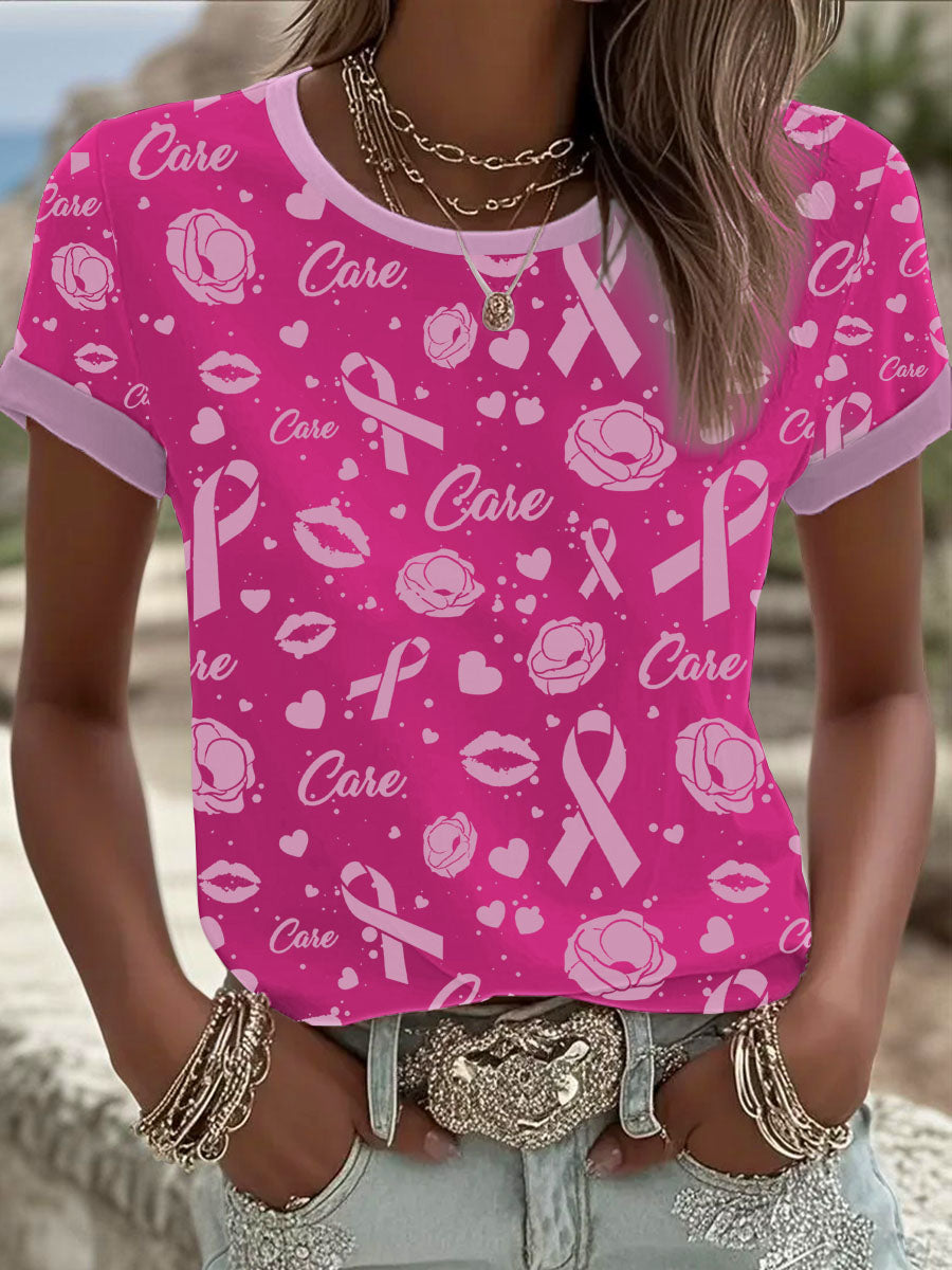 Women's Breast Cancer Printed T-shirt