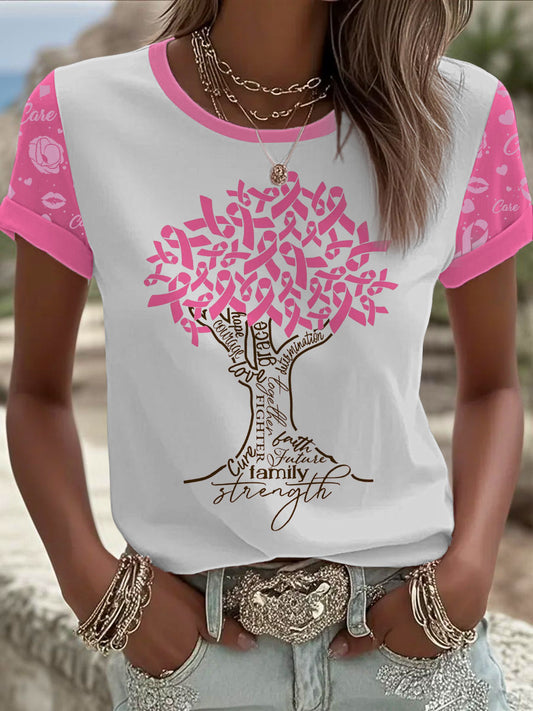 Women's Breast Cancer Printed T-shirt