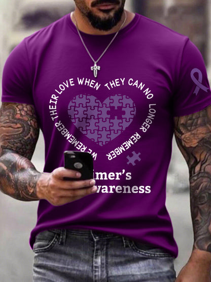 Men's We Remember Their Love Alzheimer's Awareness Print T-Shirt