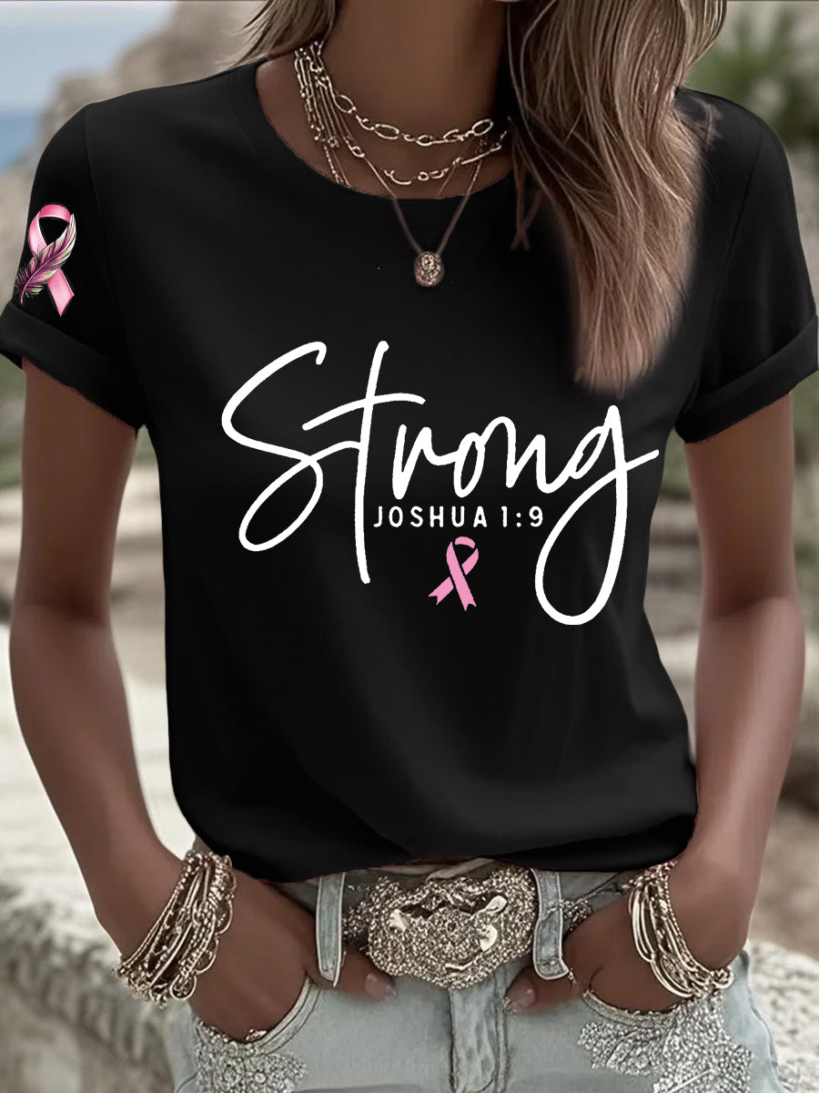 Women's Breast Cancer Survivor Strong Pink Ribbon  T-shirt