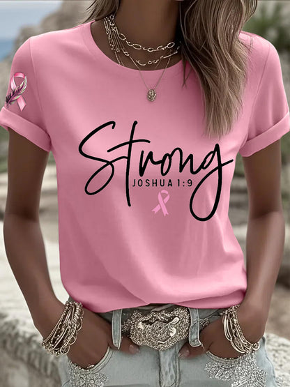 Women's Breast Cancer Survivor Strong Pink Ribbon  T-shirt