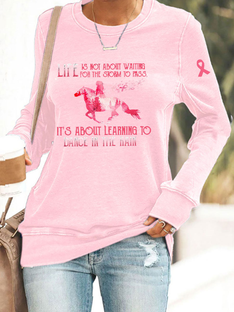 Women's Breast Cancer Awareness Print Casual Sweatshirt