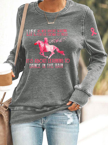 Women's Breast Cancer Awareness Print Casual Sweatshirt