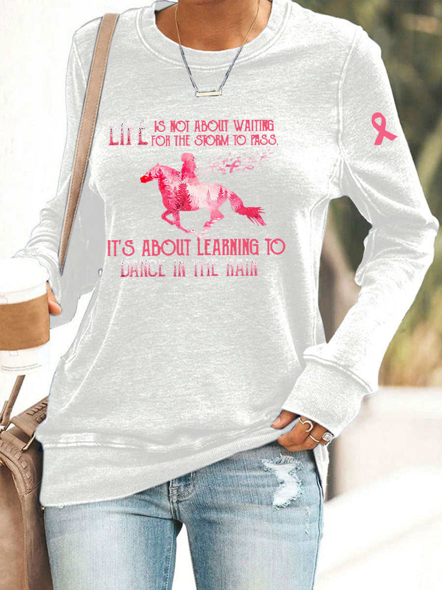 Women's Breast Cancer Awareness Print Casual Sweatshirt