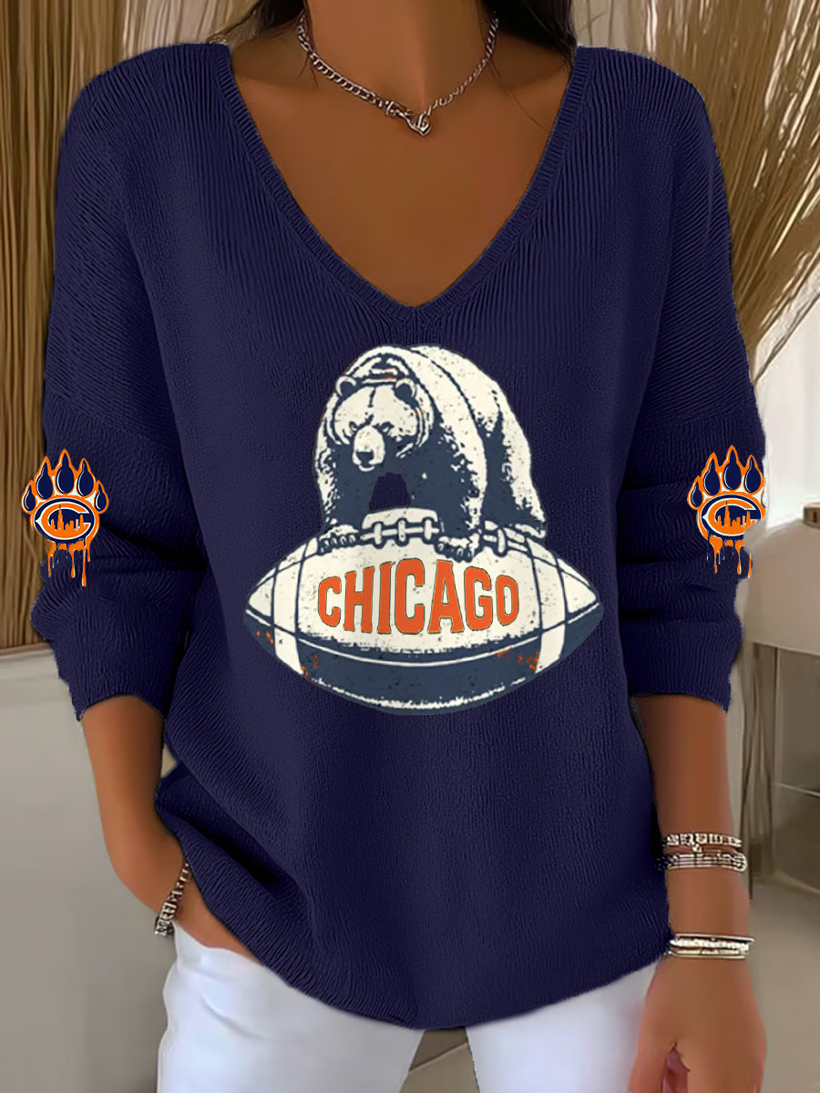 Women's Football Fans Lovers Gameday Casual V-Neck Top