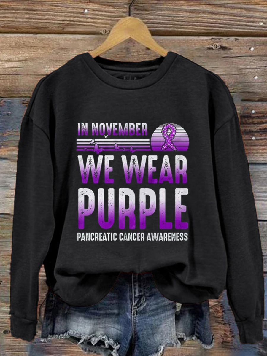 Women's Pancreatic Cancer Awareness Print Sweatshirt