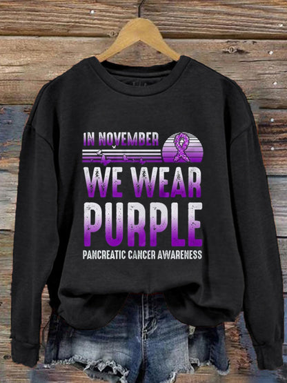 Women's Pancreatic Cancer Awareness Print Sweatshirt