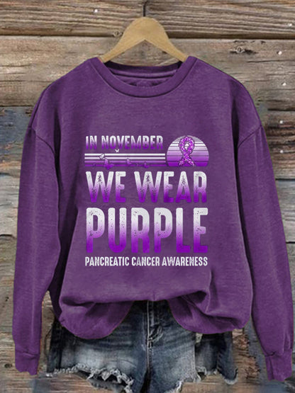 Women's Pancreatic Cancer Awareness Print Sweatshirt