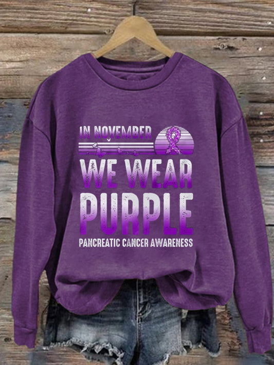 Women's Pancreatic Cancer Awareness Print Sweatshirt