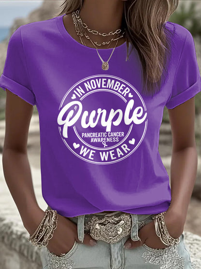 Women's Pancreatic Cancer Awareness Print T-shirt
