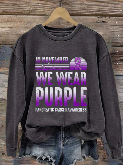 Women's Pancreatic Cancer Awareness Print Sweatshirt
