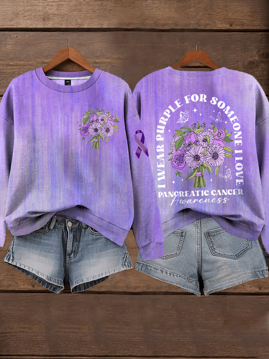 Women's Pancreatic Cancer Awareness Print Sweatshirt