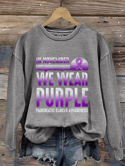 Women's Pancreatic Cancer Awareness Print Sweatshirt