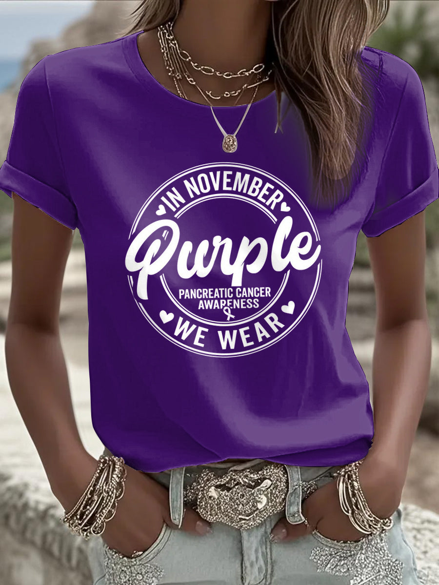 Women's Pancreatic Cancer Awareness Print T-shirt