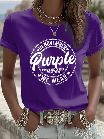 Women's Pancreatic Cancer Awareness Print T-shirt