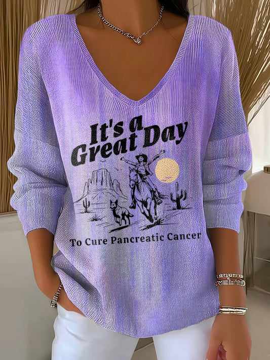 Women's Pancreatic Cancer Awareness Print Ribbed Top