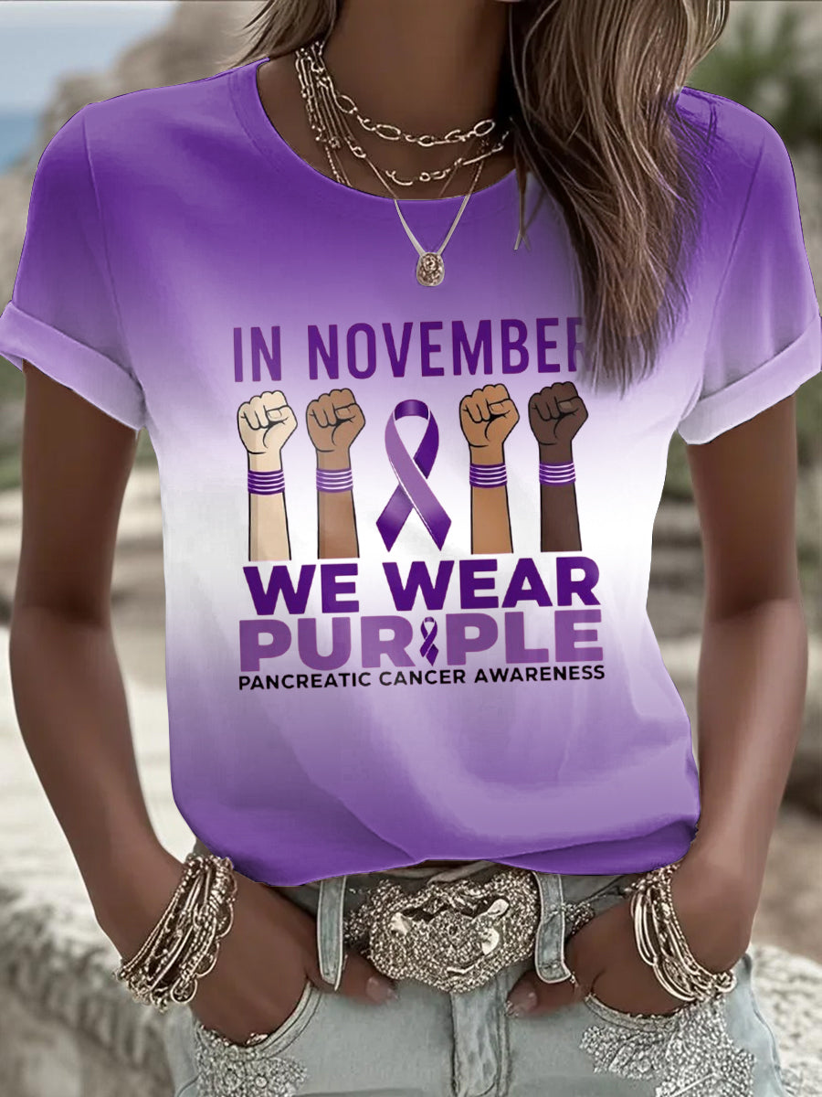Women's Pancreatic Cancer Awareness Print T-shirt