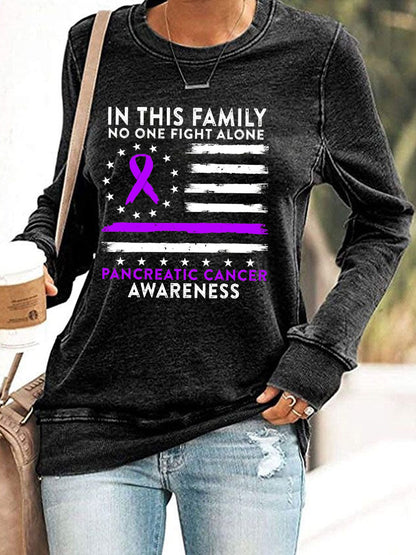 Women's Pancreatic Cancer Awareness Print Sweatshirt