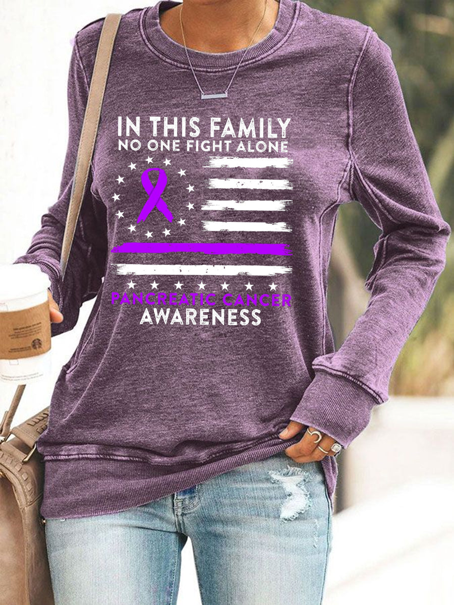 Women's Pancreatic Cancer Awareness Print Sweatshirt