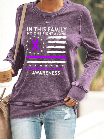 Women's Pancreatic Cancer Awareness Print Sweatshirt