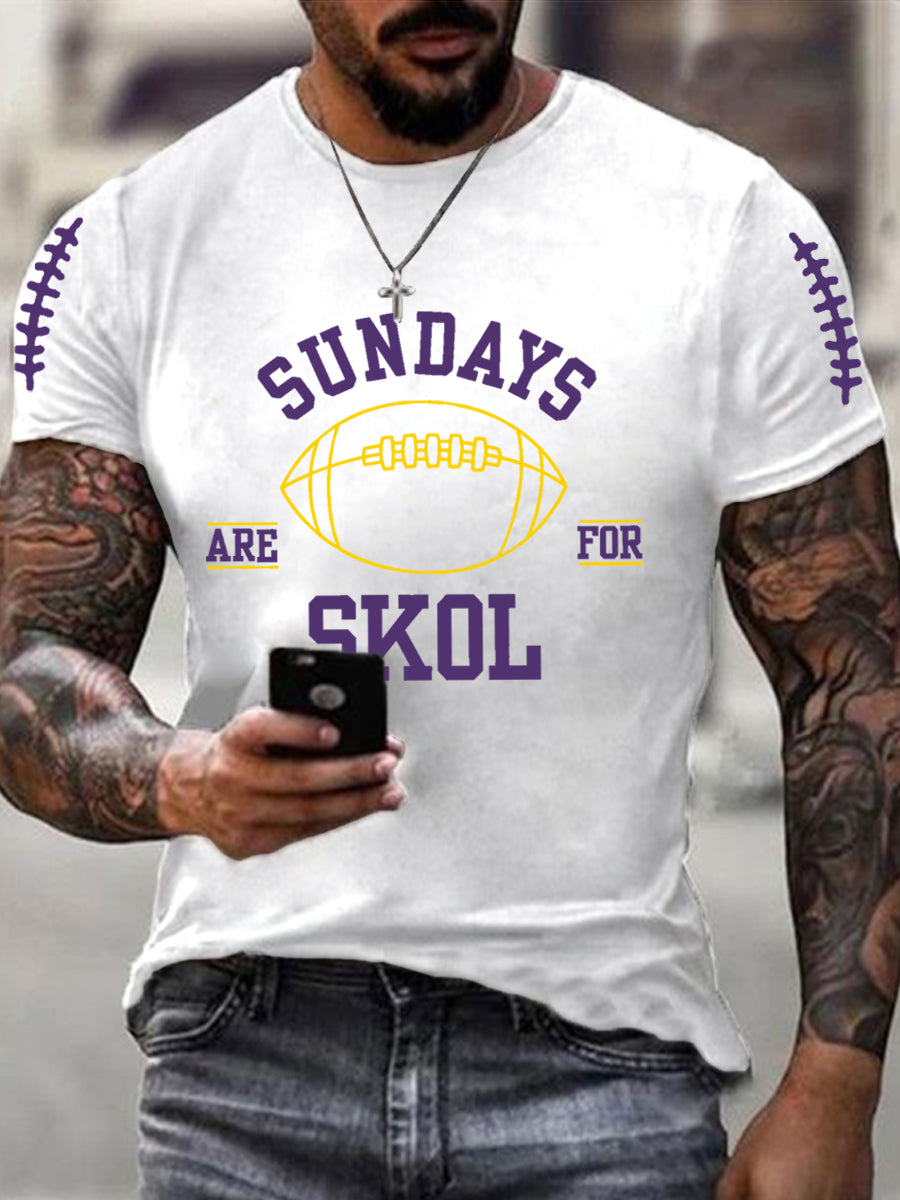 Men's Sundays Are For Skol Football Fans Lovers Gameday Casual Tee