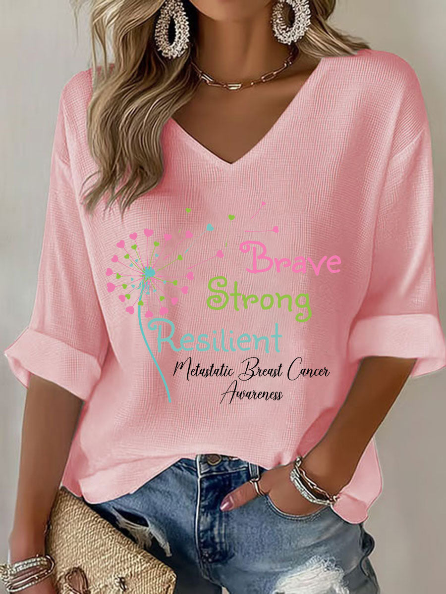 Women's Metastatic Breast Cancer Awareness Print Casual T-Shirt