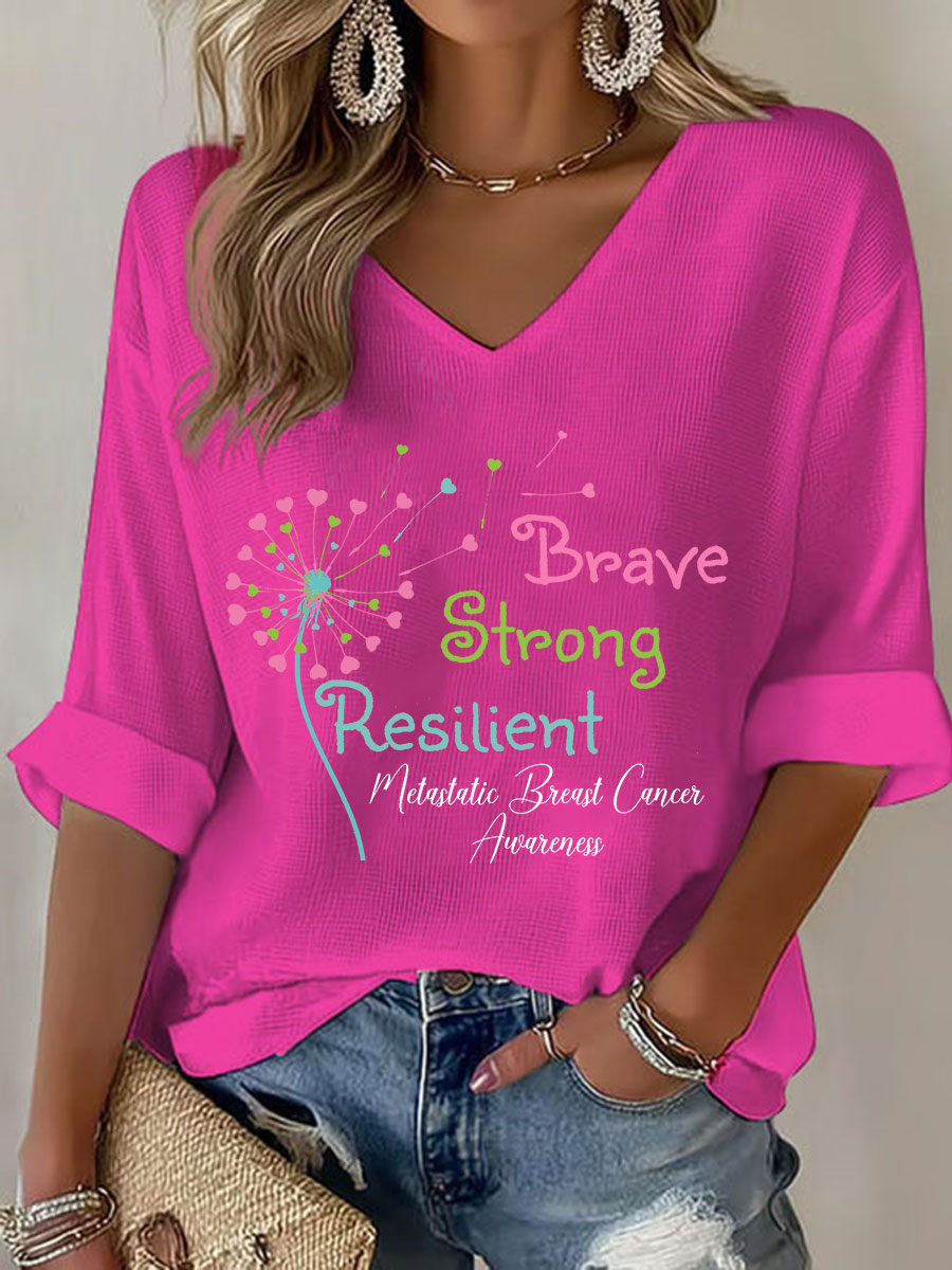 Women's Metastatic Breast Cancer Awareness Print Casual T-Shirt