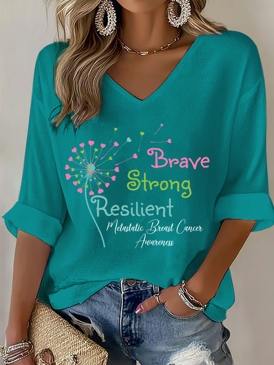 Women's Metastatic Breast Cancer Awareness Print Casual T-Shirt
