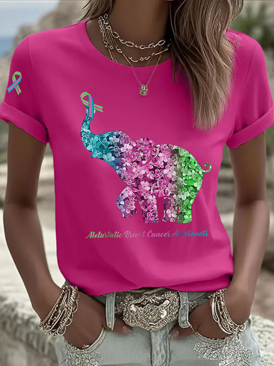 Women's Metastatic Breast Cancer Awareness Print Casual T-Shirt