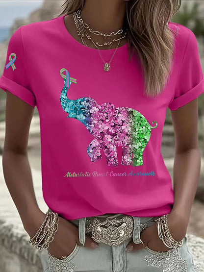 Women's Metastatic Breast Cancer Awareness Print Casual T-Shirt