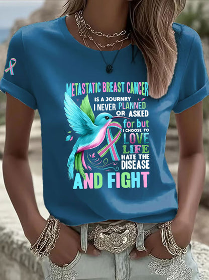 Women's Metastatic Breast Cancer Awareness Print Casual T-Shirt