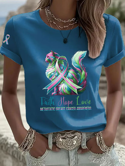 Women's Metastatic Breast Cancer Awareness Print Casual T-Shirt
