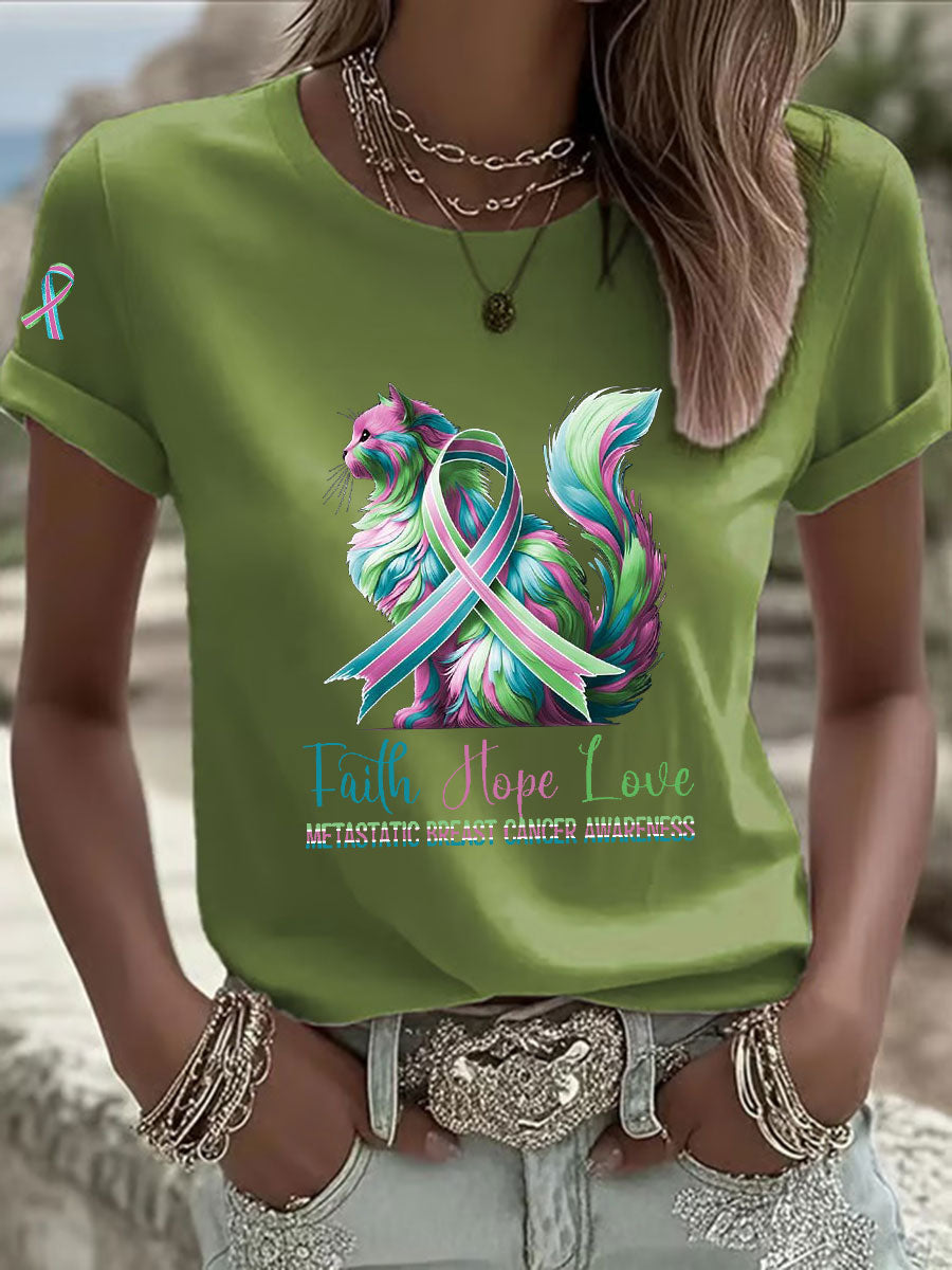 Women's Metastatic Breast Cancer Awareness Print Casual T-Shirt