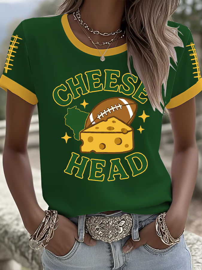 Women's Football Print short-sleeved T-shirt