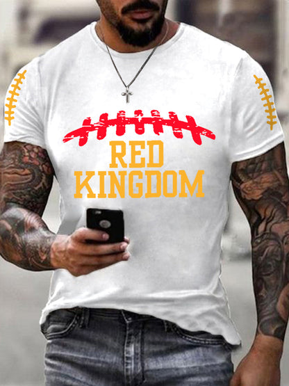 Men's Red Kingdom Football Fans Lovers Gameday Casual Tee