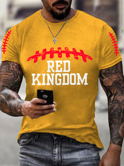 Men's Red Kingdom Football Fans Lovers Gameday Casual Tee