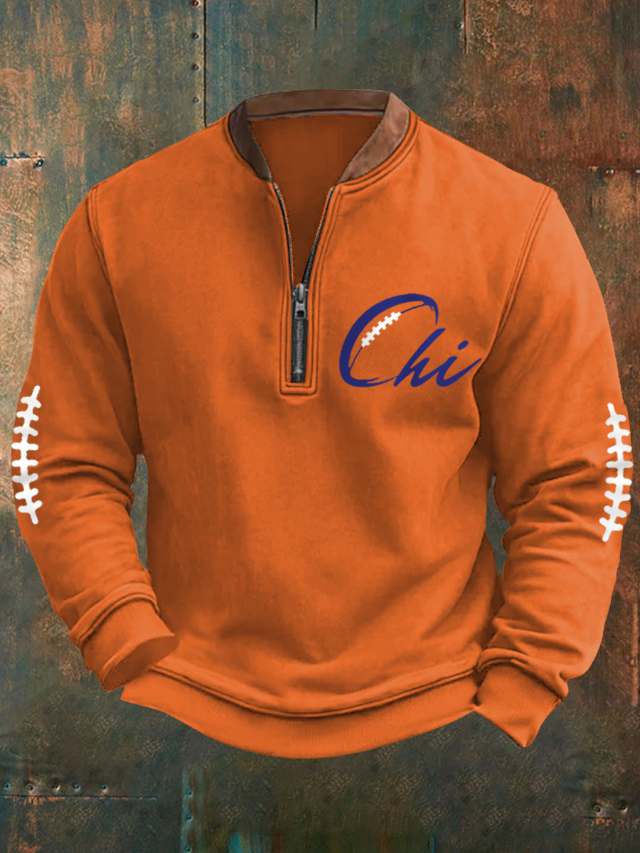 Men's Football Fans Lovers Gameday Casual Zipper Sweatshirt