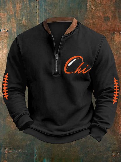 Men's Football Fans Lovers Gameday Casual Zipper Sweatshirt