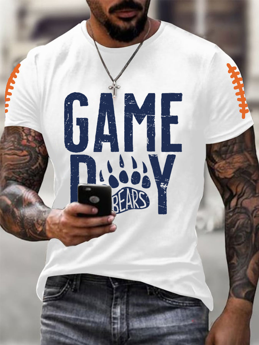 Men's Gameday Bears Football Fans Lovers Casual Tee