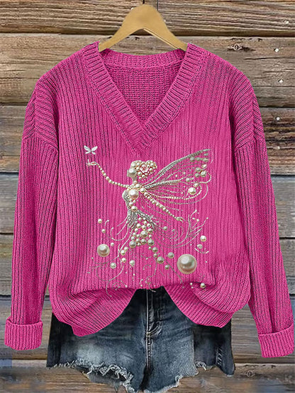 Women's Pink Pearl Print Casual Top