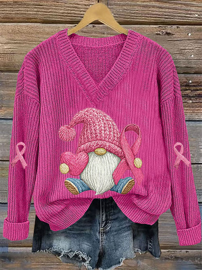 Women's Breast Cancer Awareness Pink Ribbon Print Casual Top