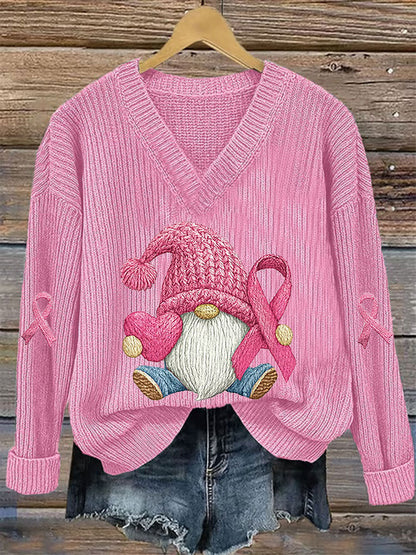 Women's Breast Cancer Awareness Pink Ribbon Print Casual Top