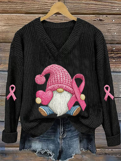 Women's Breast Cancer Awareness Pink Ribbon Print Casual Top